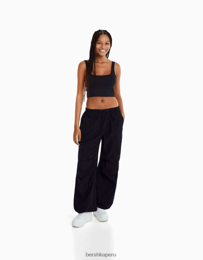 negro Bershka mujer top con tirantes anchos 806J6B801