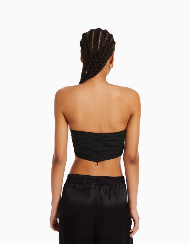 negro Bershka mujer top corsé confort con detalle 806J6B694