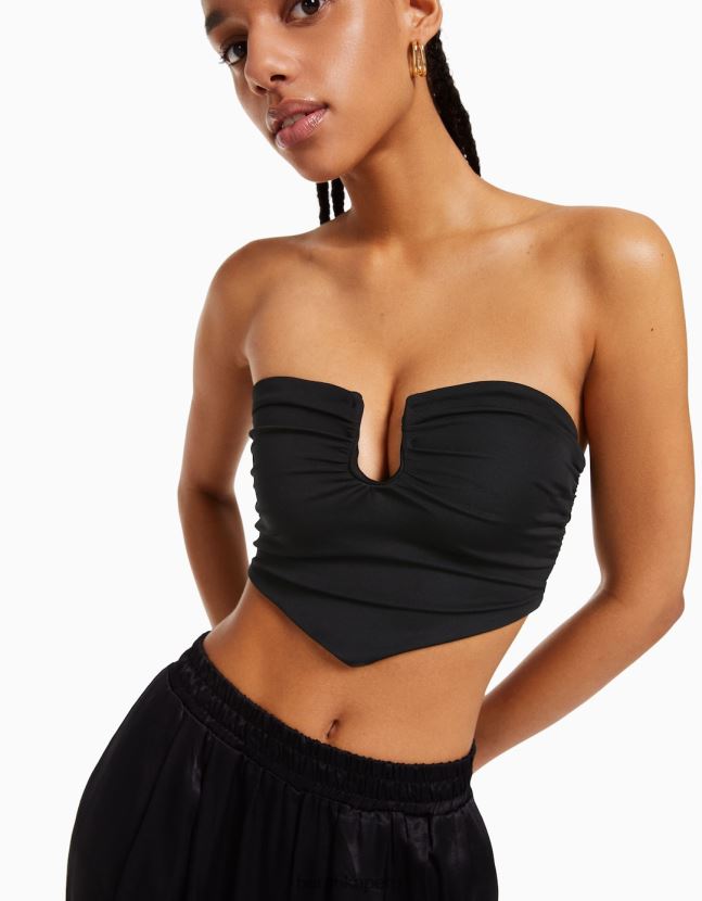 negro Bershka mujer top corsé confort con detalle 806J6B694