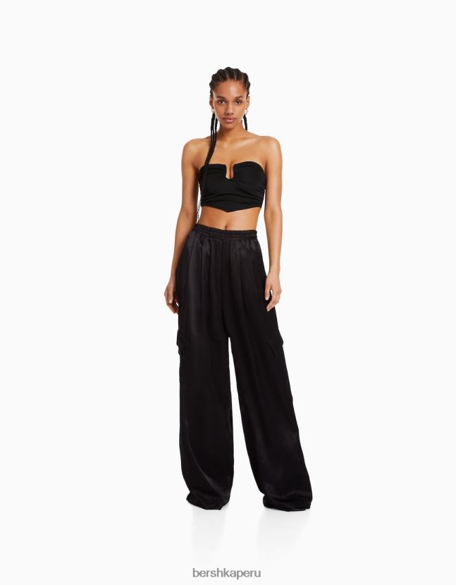 negro Bershka mujer top corsé confort con detalle 806J6B694