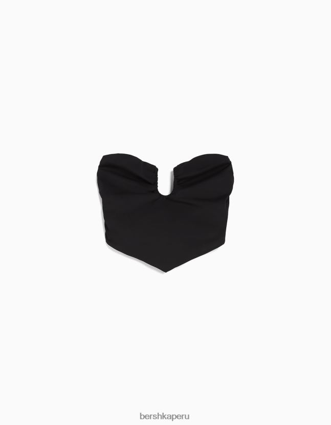 negro Bershka mujer top corsé confort con detalle 806J6B694