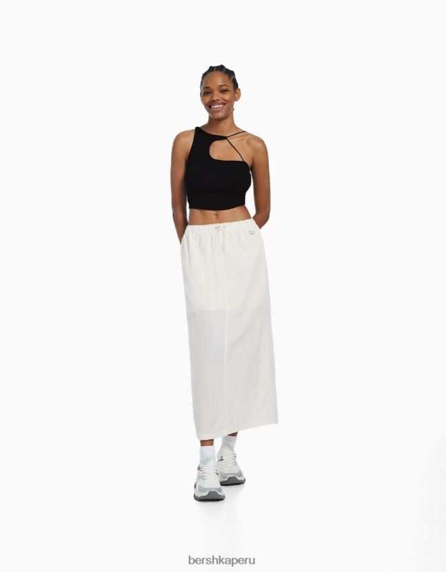 negro Bershka mujer top corto asimétrico sin mangas 806J6B707