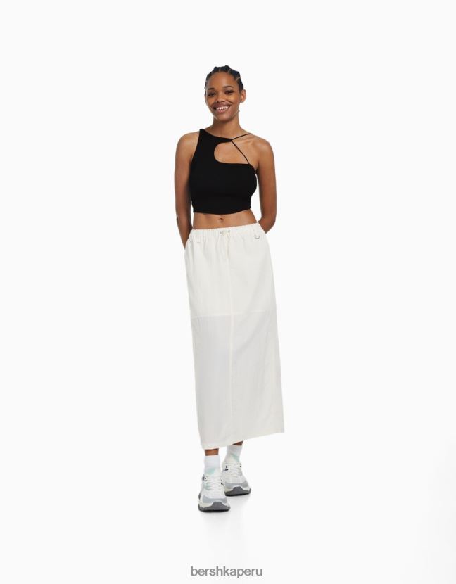 negro Bershka mujer top corto asimétrico sin mangas 806J6B711