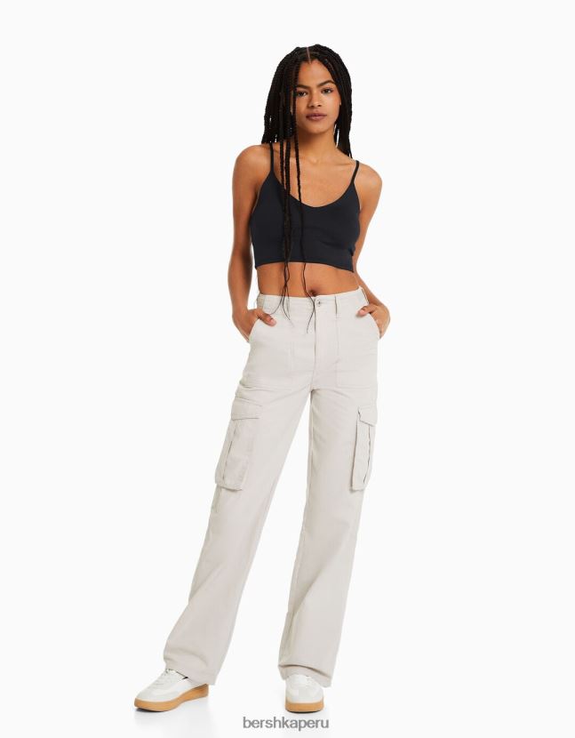 negro Bershka mujer top corto con tiras 806J6B782