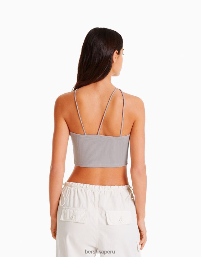 piedra Bershka mujer top corto asimétrico sin mangas 806J6B709
