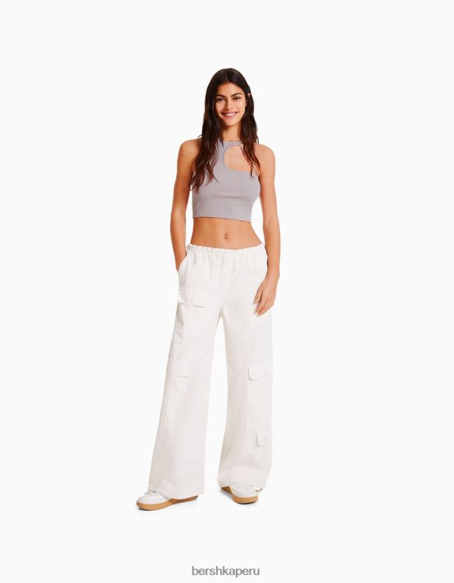 piedra Bershka mujer top corto asimétrico sin mangas 806J6B709