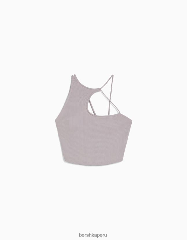 piedra Bershka mujer top corto asimétrico sin mangas 806J6B709