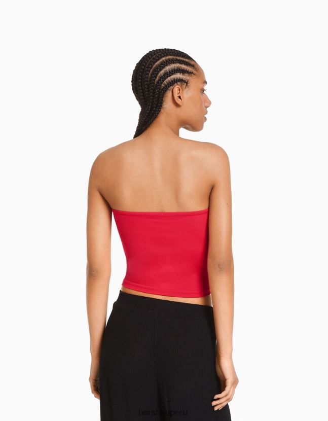 rojo Bershka mujer parte superior bandeau 806J6B665