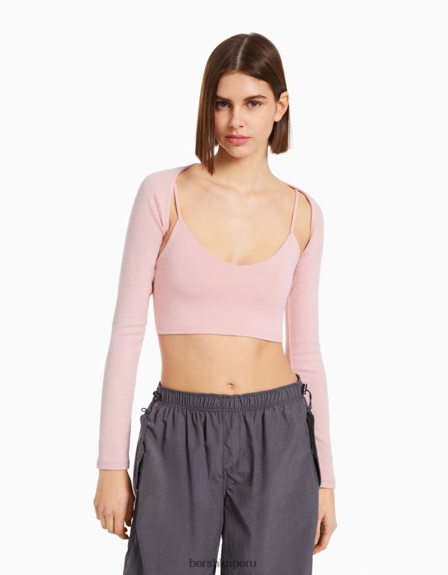 rosa Bershka mujer calentadores de brazos basicos 806J6B775