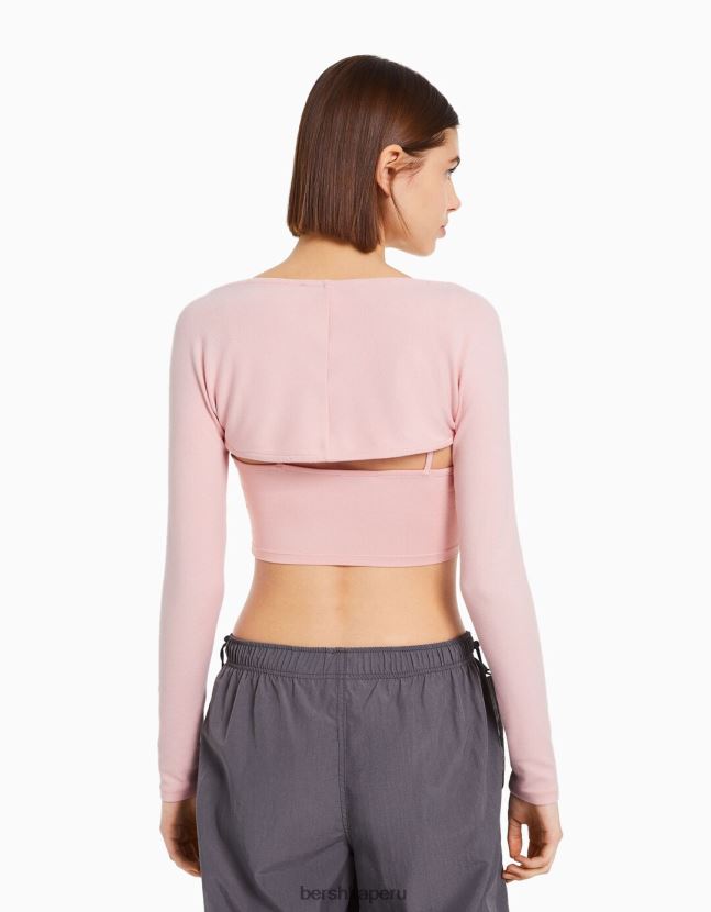 rosa Bershka mujer calentadores de brazos basicos 806J6B775
