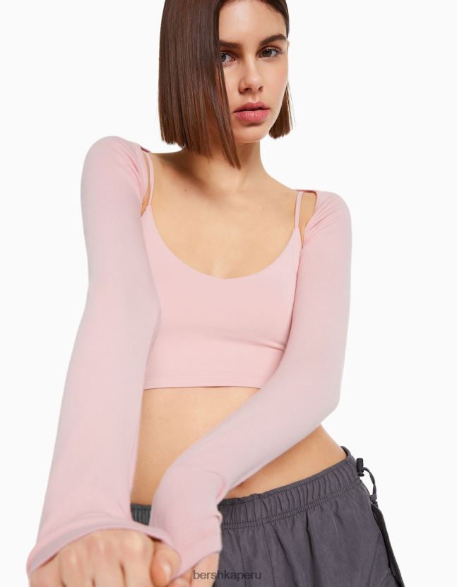 rosa Bershka mujer calentadores de brazos basicos 806J6B775