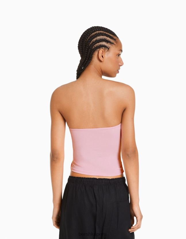 rosa Bershka mujer parte superior bandeau 806J6B666