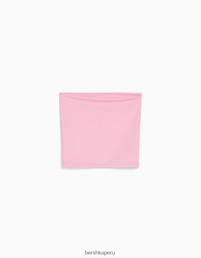 rosa Bershka mujer parte superior bandeau 806J6B666