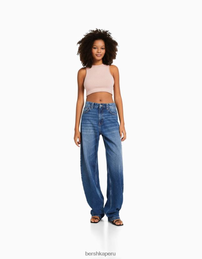 rosa Bershka mujer top de punto sin mangas 806J6B841