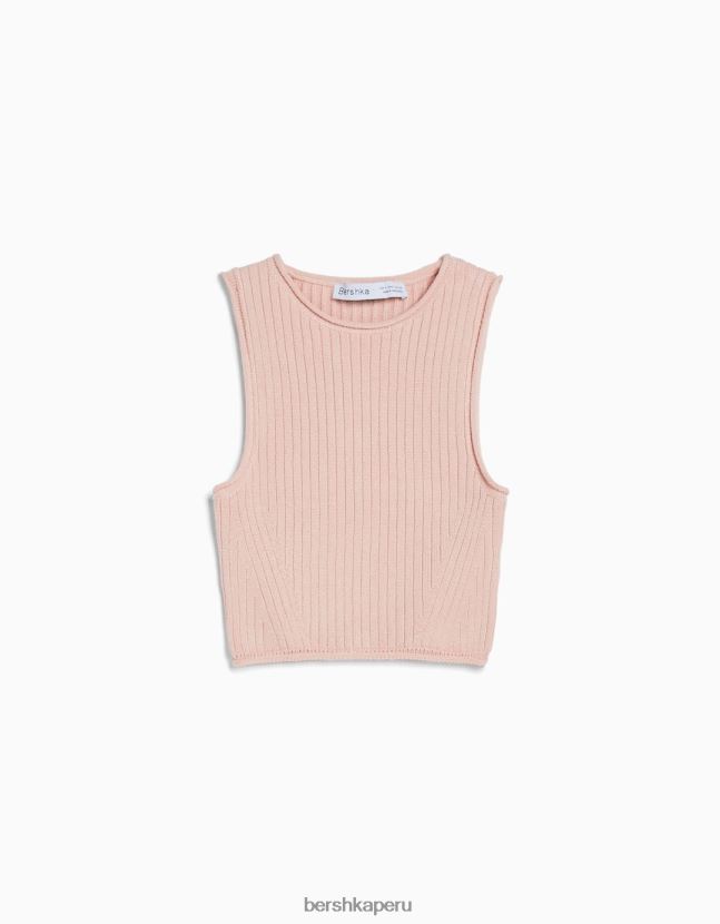 rosa Bershka mujer top de punto sin mangas 806J6B841
