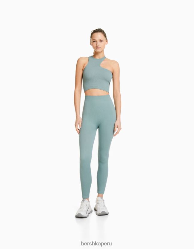 verde Bershka mujer top asimétrico sin mangas sin costuras 806J6B878
