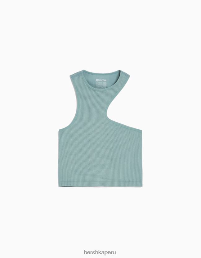 verde Bershka mujer top asimétrico sin mangas sin costuras 806J6B878