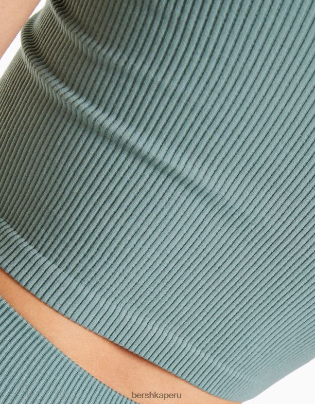 verde Bershka mujer top asimétrico sin mangas sin costuras 806J6B878