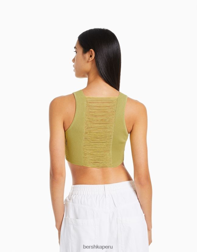 verde Bershka mujer top de punto abierto 806J6B855
