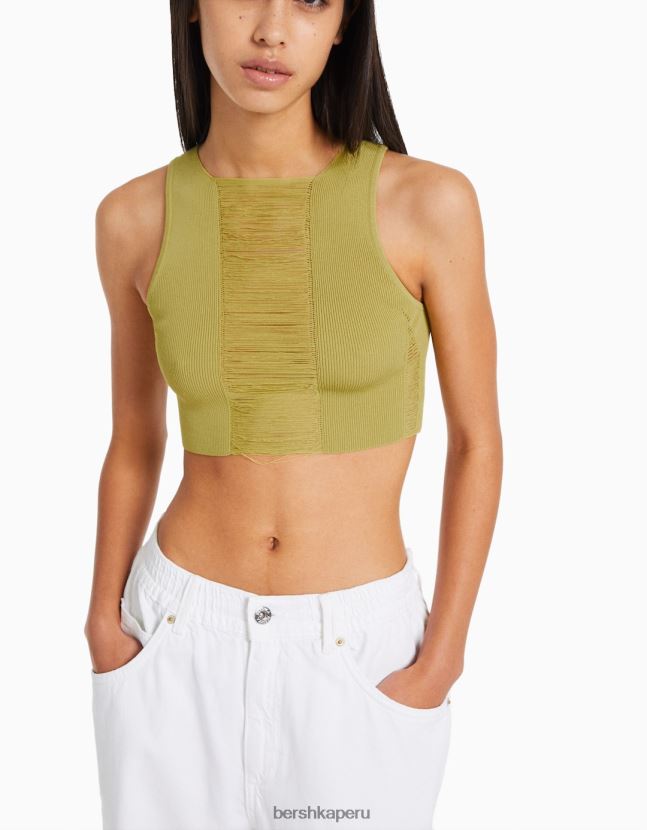 verde Bershka mujer top de punto abierto 806J6B855