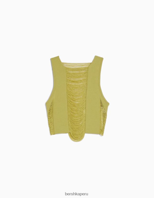 verde Bershka mujer top de punto abierto 806J6B855