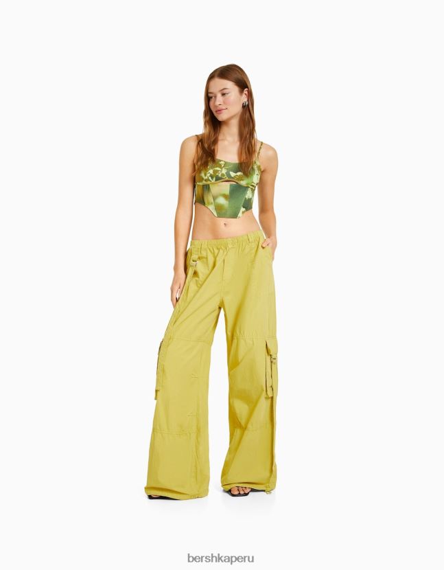 verde Bershka mujer top estilo corsé con estampado de bengalina 806J6B832