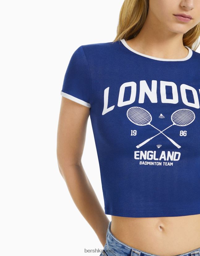 Armada Bershka mujer camiseta de manga corta con estampado 806J6B581