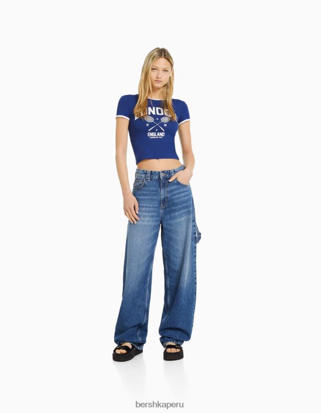 Armada Bershka mujer camiseta de manga corta con estampado 806J6B581