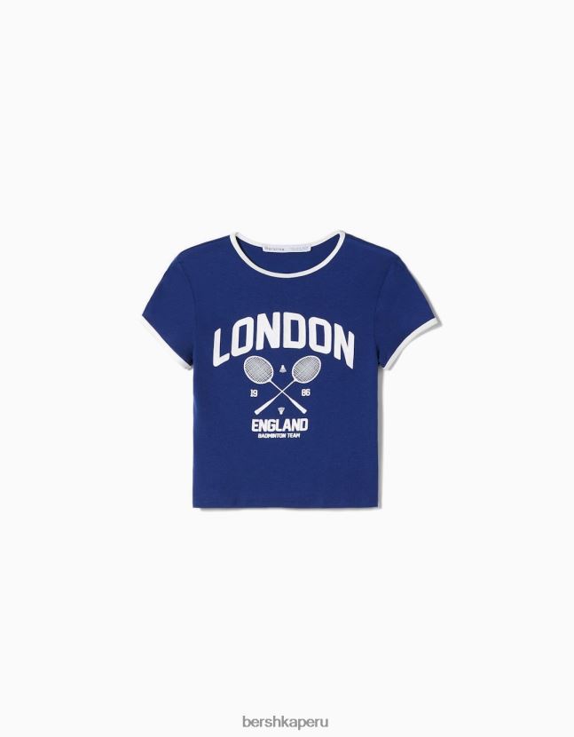 Armada Bershka mujer camiseta de manga corta con estampado 806J6B581