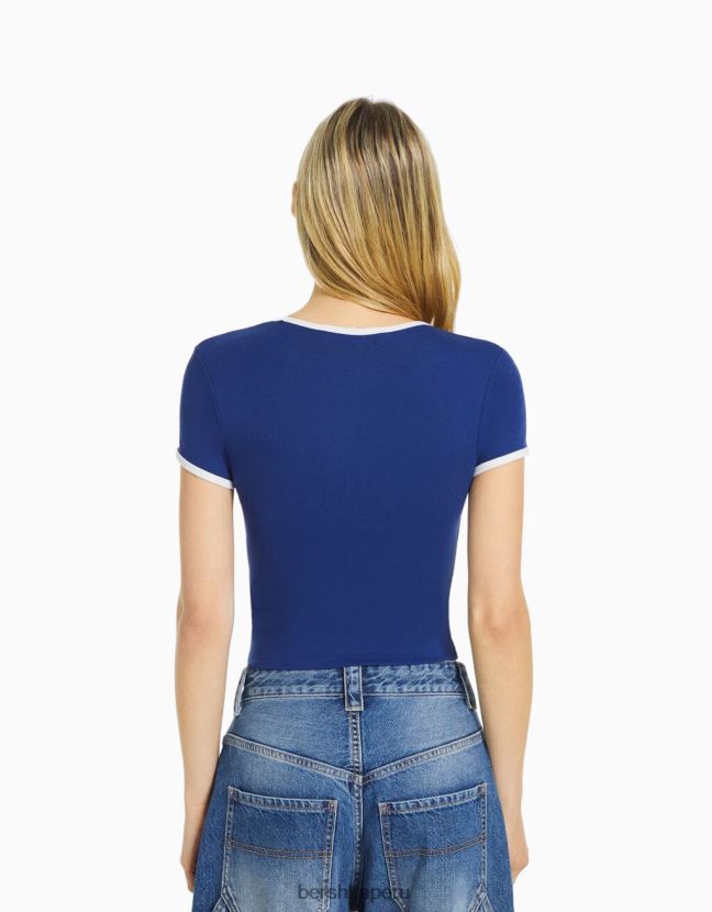 Armada Bershka mujer camiseta de manga corta con estampado 806J6B633