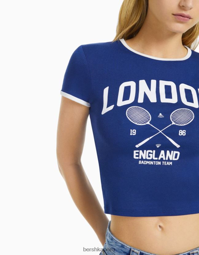 Armada Bershka mujer camiseta de manga corta con estampado 806J6B633