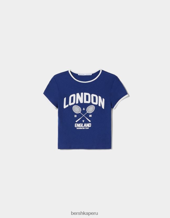 Armada Bershka mujer camiseta de manga corta con estampado 806J6B633