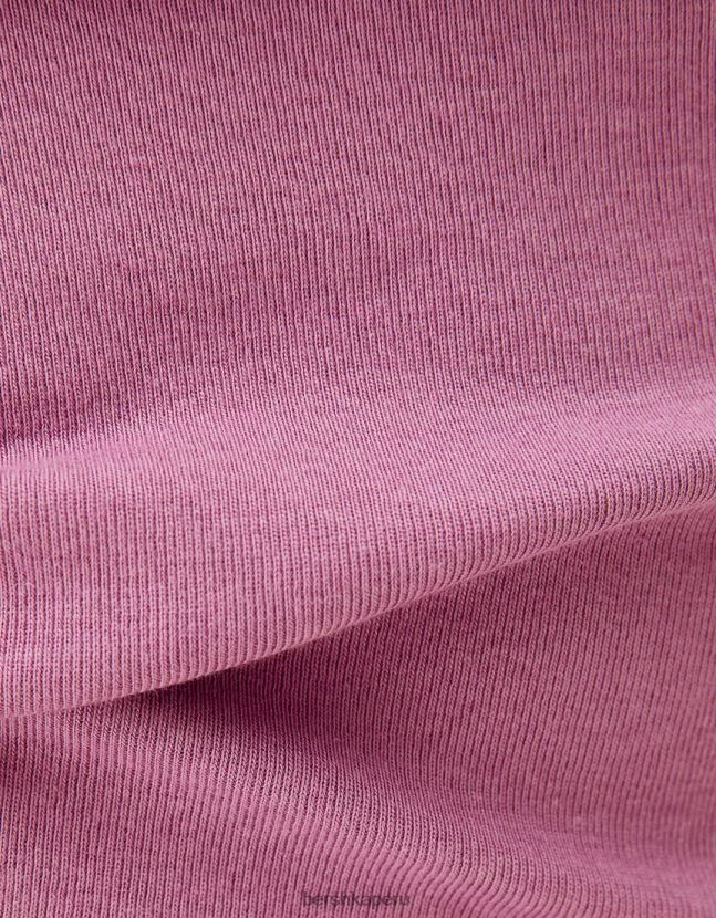 Violeta Bershka mujer camiseta ajustada de manga corta 806J6B521