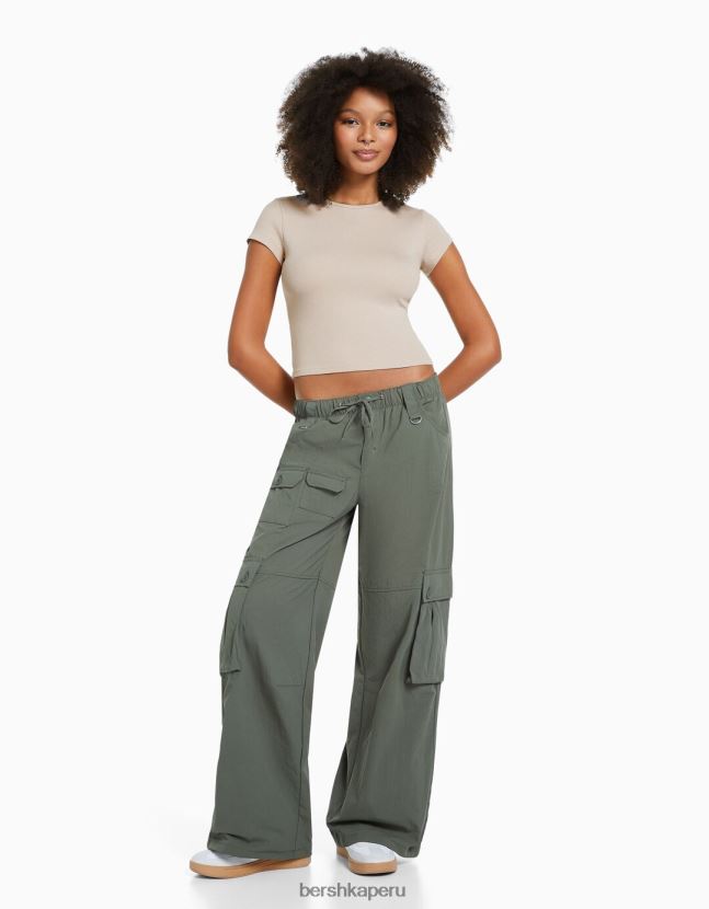 arena Bershka mujer camiseta de canalé manga corta 806J6B346