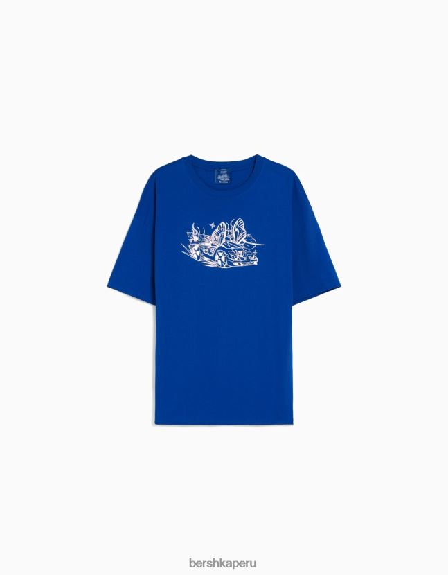 azul Alehsy x Bershka mujer playera oversize de manga corta con estampado 806J6B528