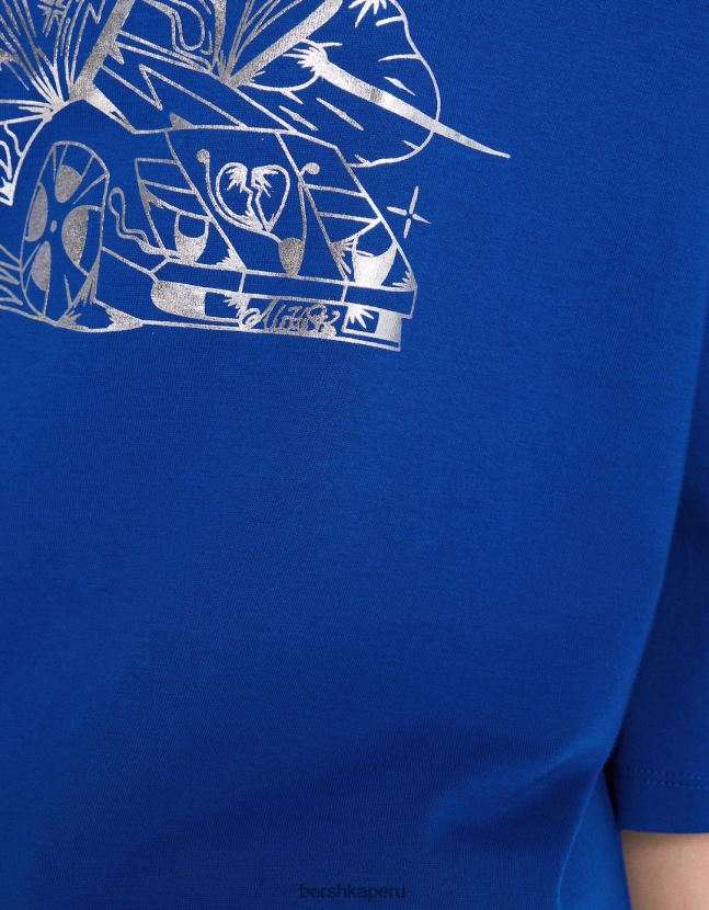 azul Alehsy x Bershka mujer playera oversize de manga corta con estampado 806J6B528