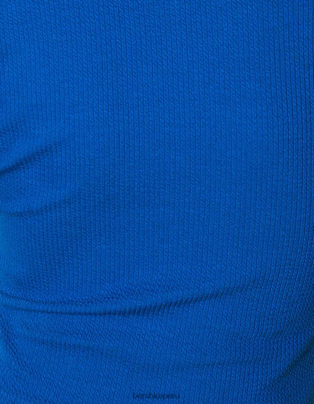 azul Bershka mujer camiseta de manga larga con textura de canalé 806J6B591