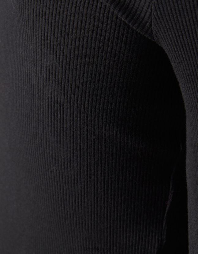 azul oscuro Bershka mujer camiseta corta de manga larga con estampado 806J6B530