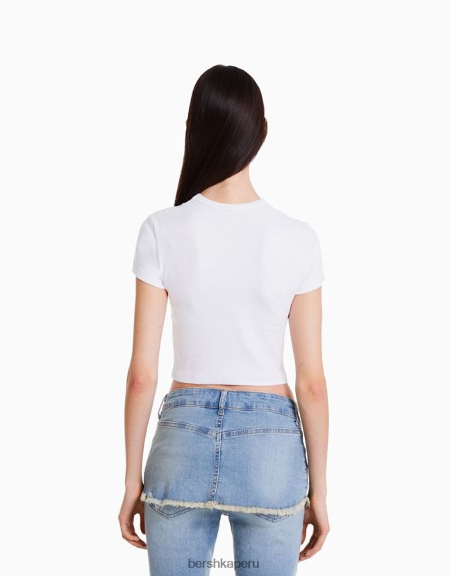 blanco Alehsy x Bershka mujer playera manga corta estampada 806J6B2070