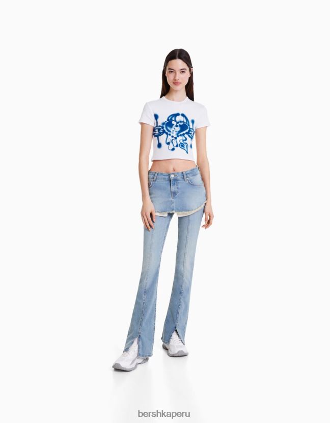 blanco Alehsy x Bershka mujer playera manga corta estampada 806J6B2070