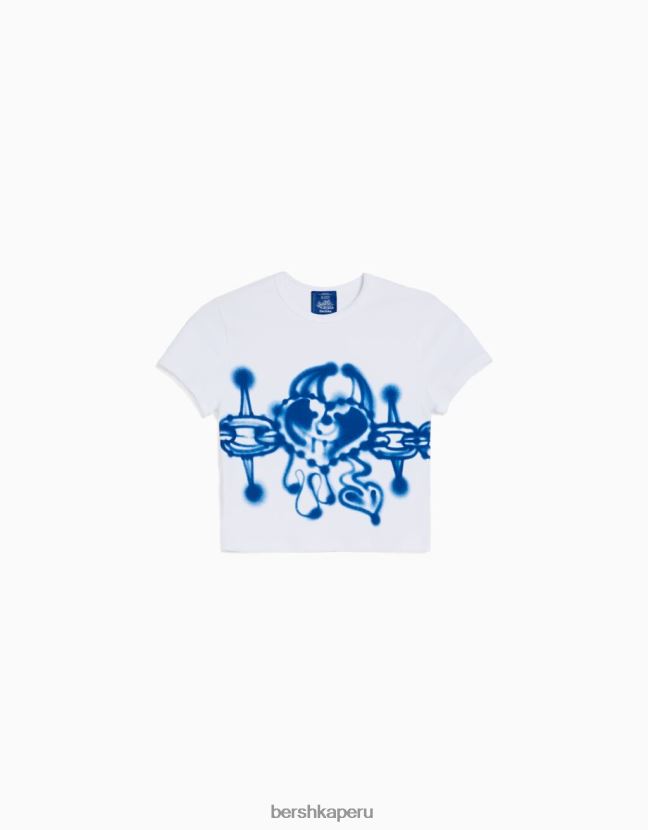 blanco Alehsy x Bershka mujer playera manga corta estampada 806J6B2070