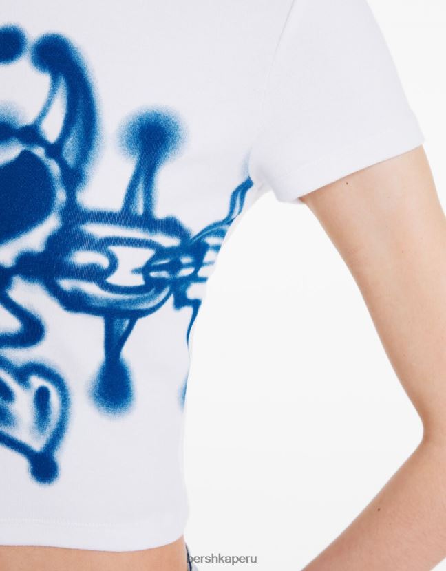blanco Alehsy x Bershka mujer playera manga corta estampada 806J6B2070