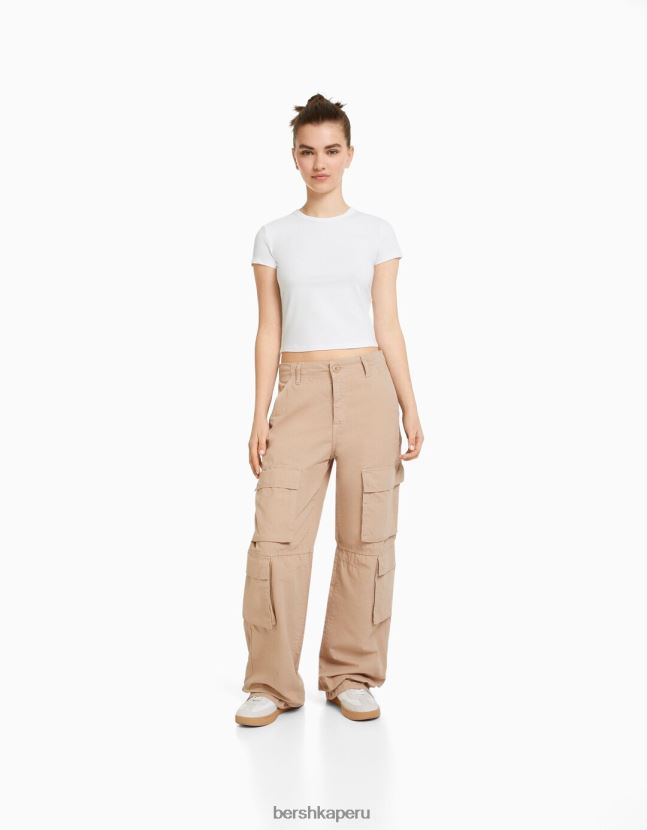 blanco Bershka mujer camiseta ajustada de manga corta 806J6B617