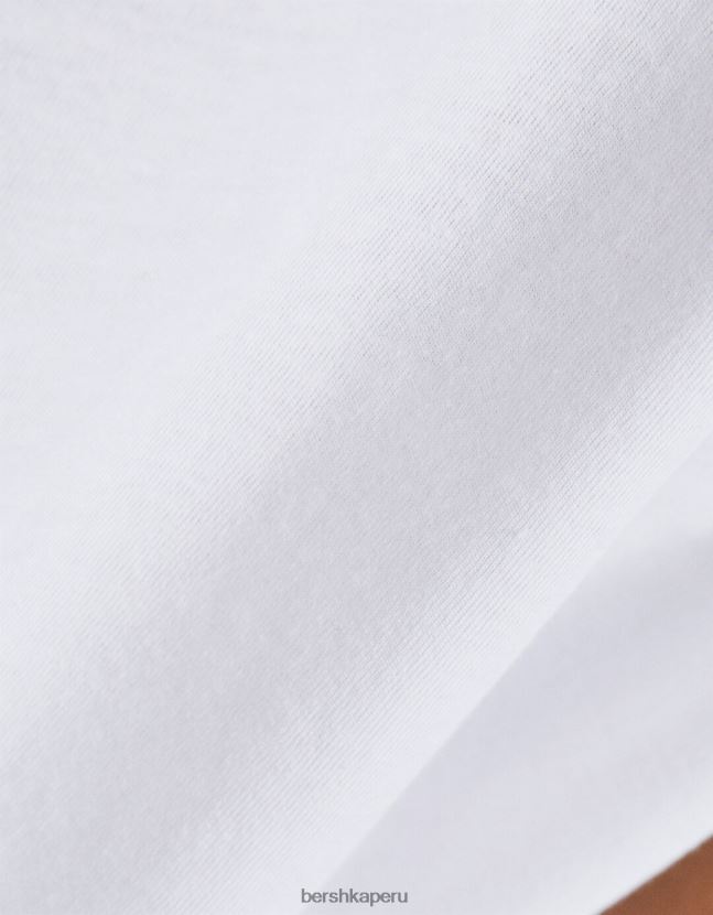 blanco Bershka mujer camiseta de manga corta con estampado 806J6B543