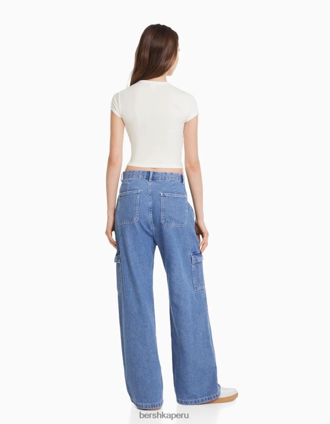 blanco Bershka mujer camiseta de manga corta con estampado 806J6B595