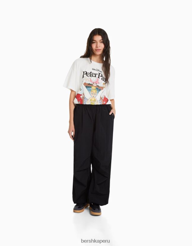blanco Bershka mujer camiseta de manga corta con estampado de peter pan 806J6B601