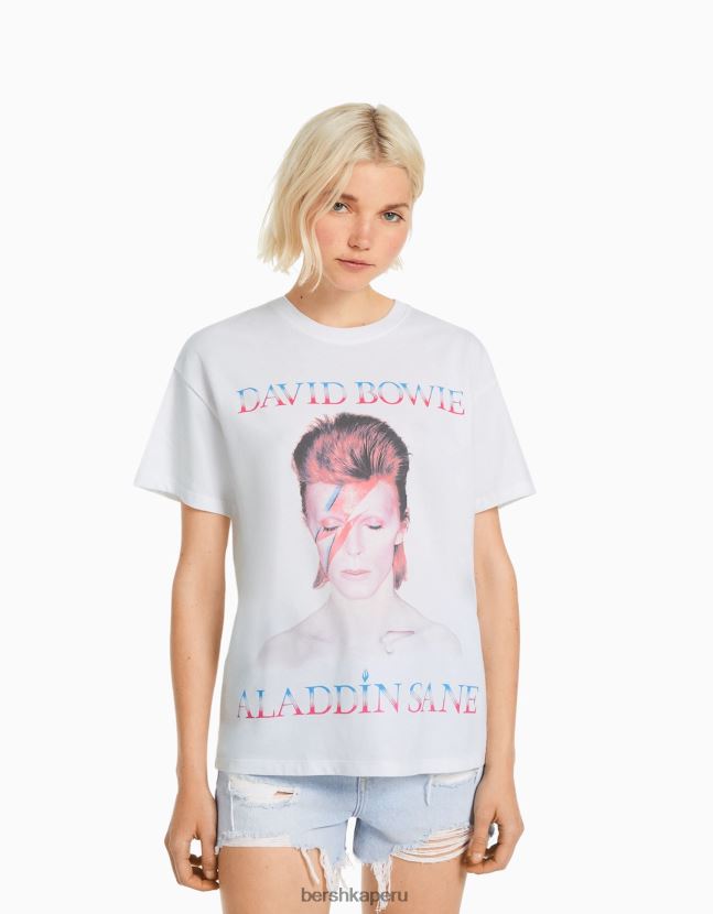 blanco Bershka mujer camiseta de manga corta david bowie 806J6B482