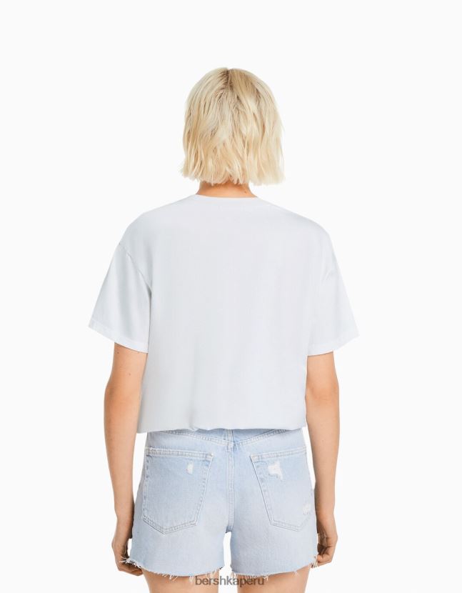 blanco Bershka mujer camiseta de manga corta david bowie 806J6B482