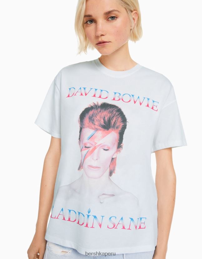blanco Bershka mujer camiseta de manga corta david bowie 806J6B482