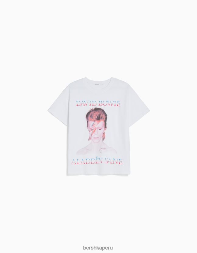 blanco Bershka mujer camiseta de manga corta david bowie 806J6B482
